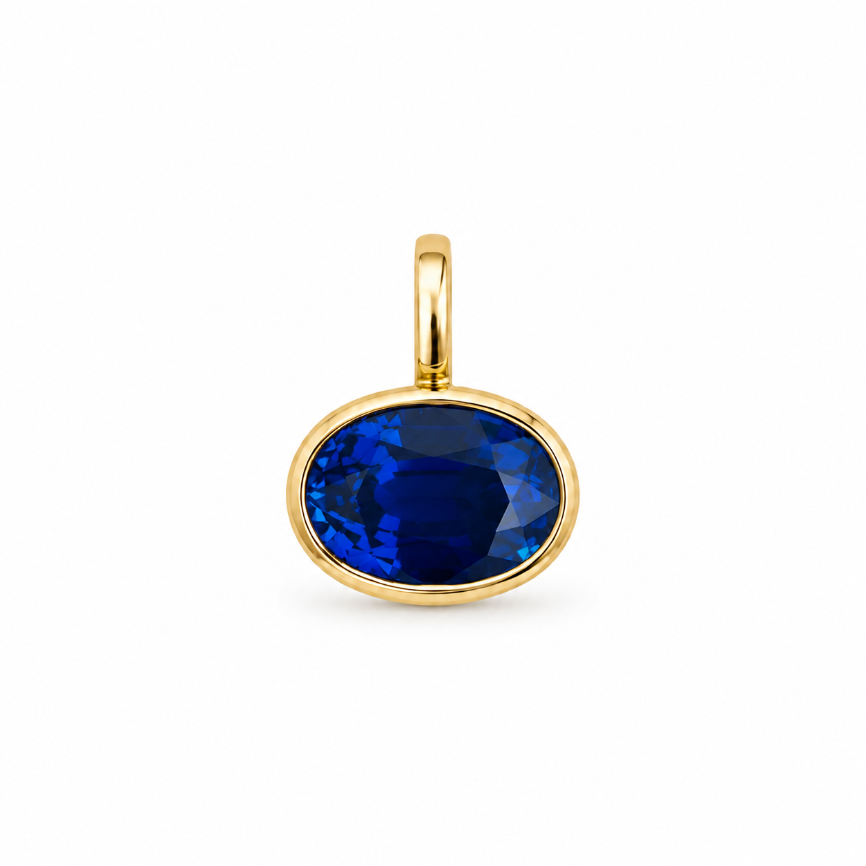 Blue Sapphire Bezel Pendant
