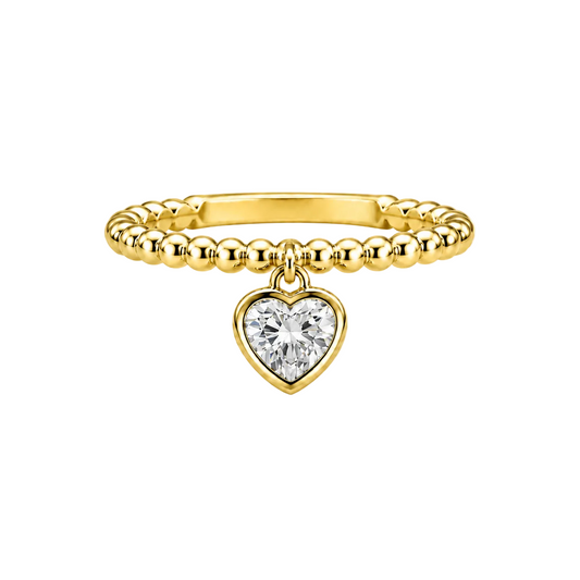 Beaded Heart Drop Ring