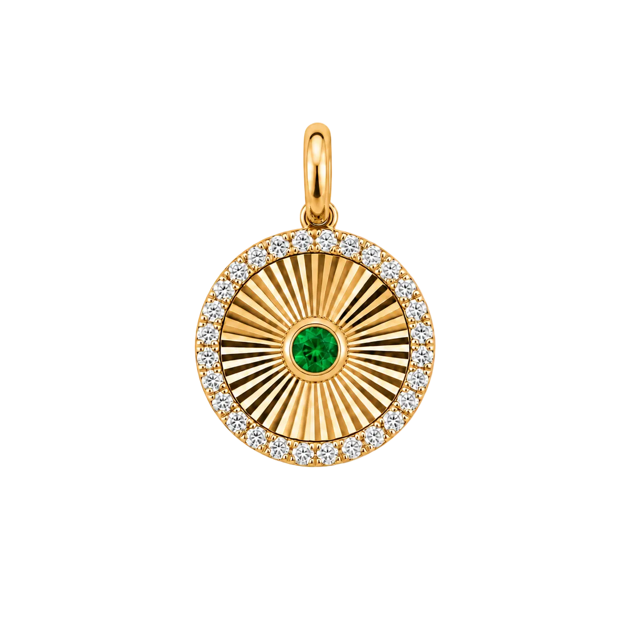 Solarium Emerald Guilloché Pendant