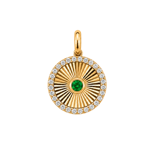 Solarium Emerald Guilloché Pendant