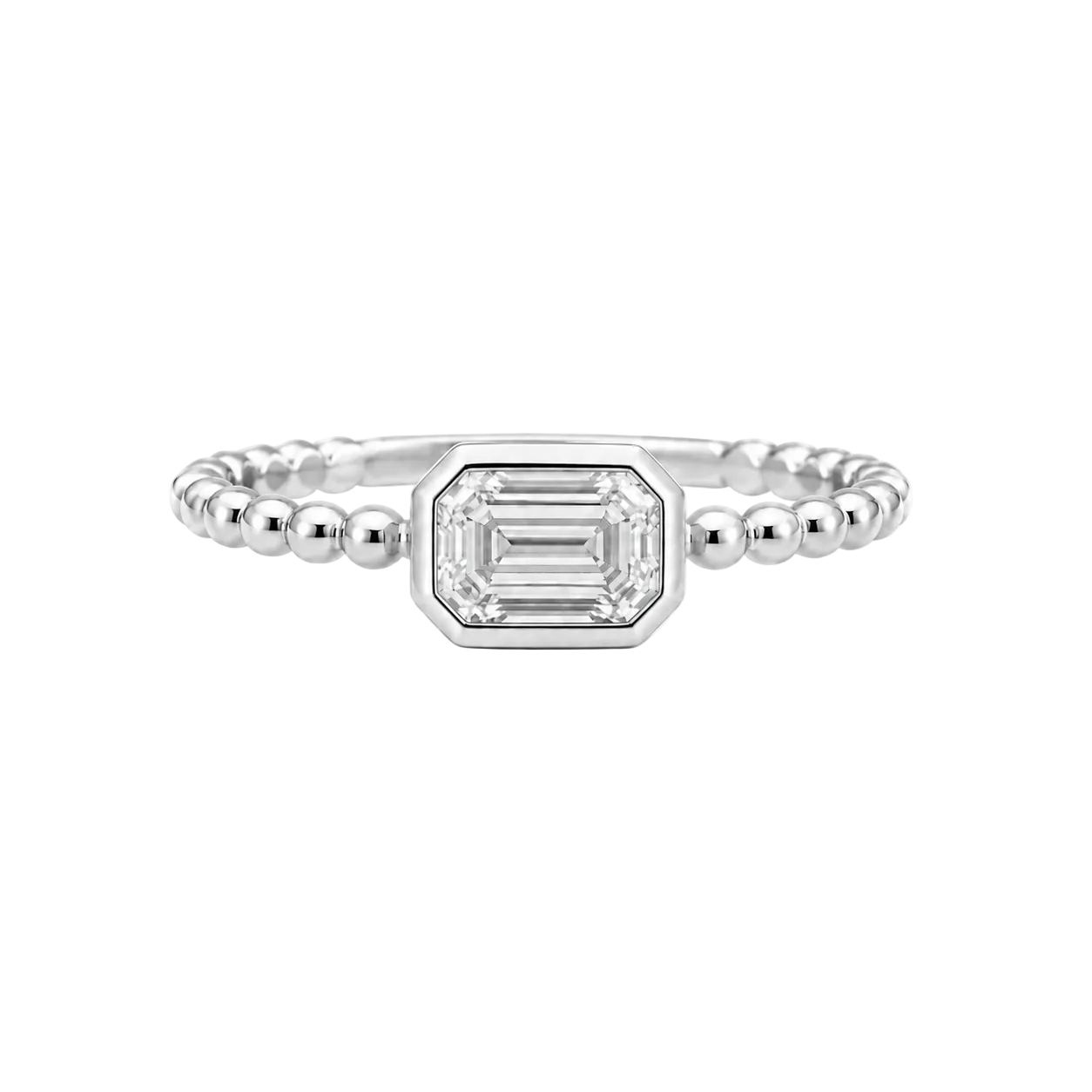East West Emerald Bezel Ring