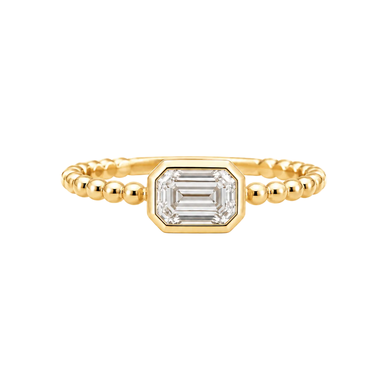 East West Emerald Bezel Ring