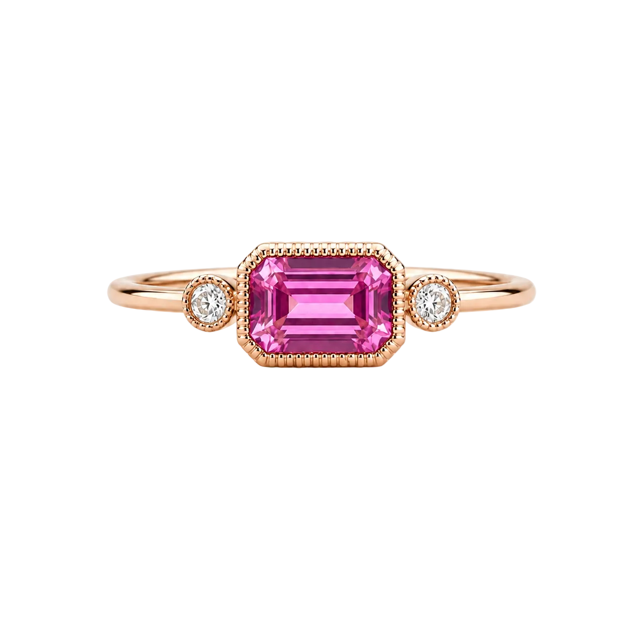 Pink Sapphire Trilogy Ring