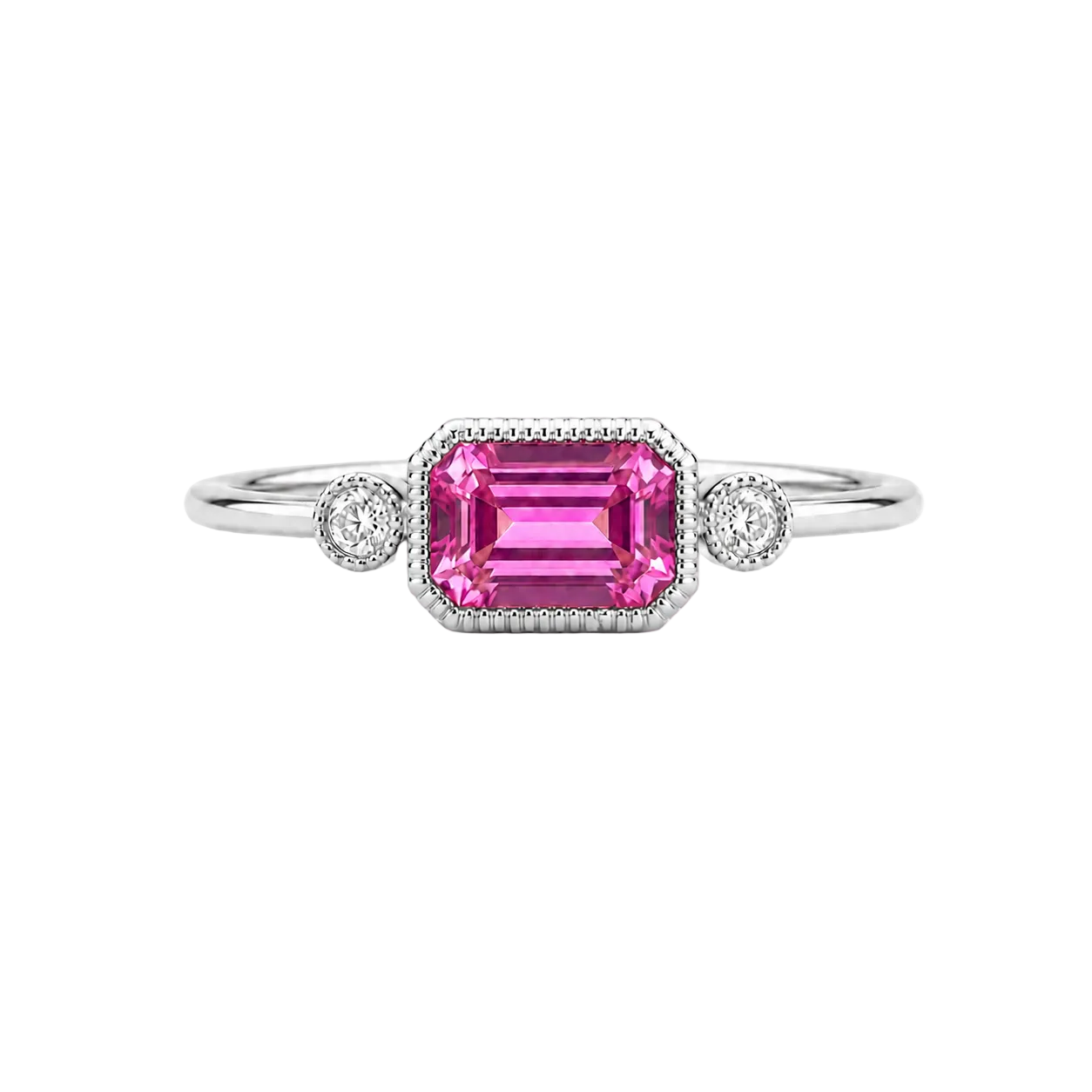 Pink Sapphire Trilogy Ring