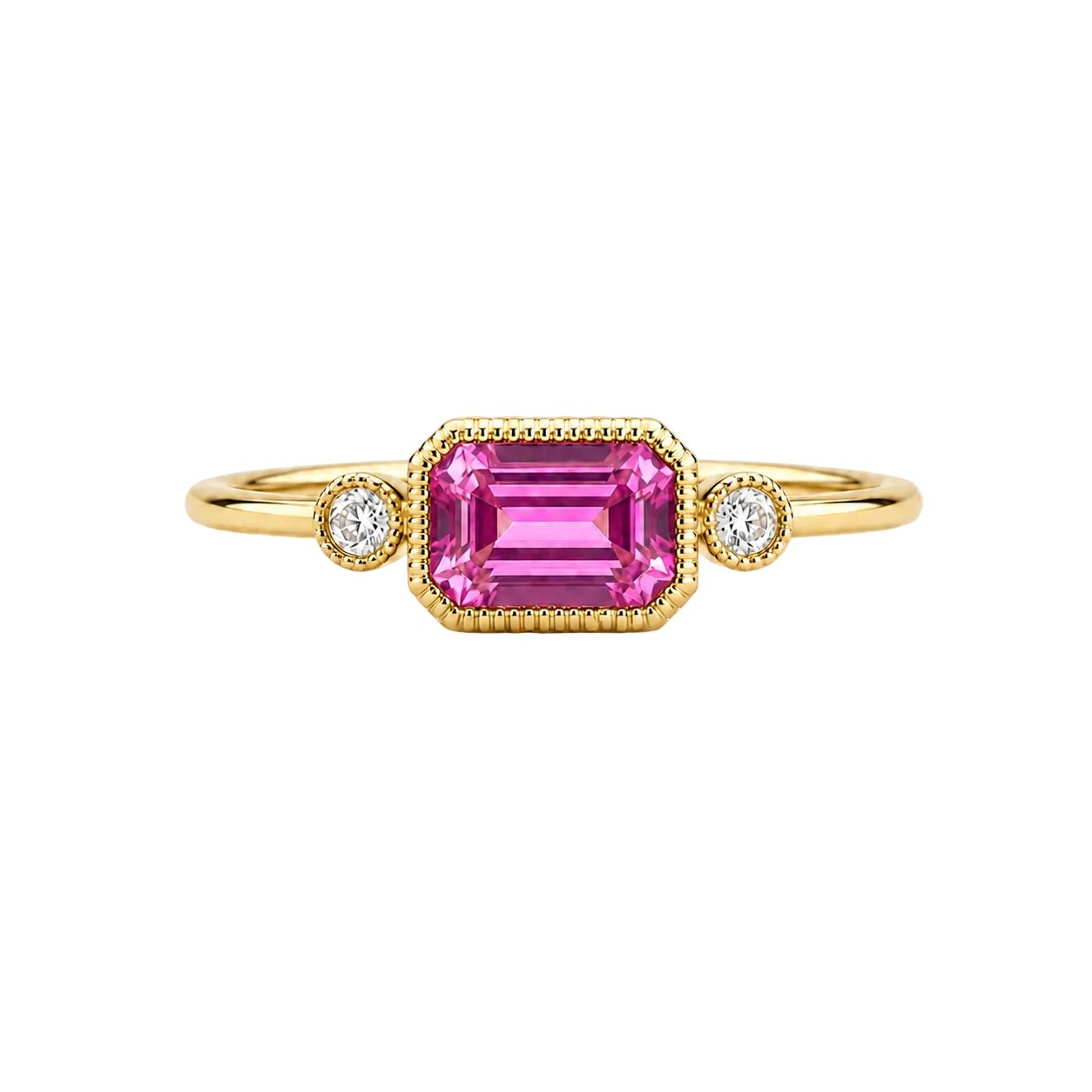 Pink Sapphire Trilogy Ring