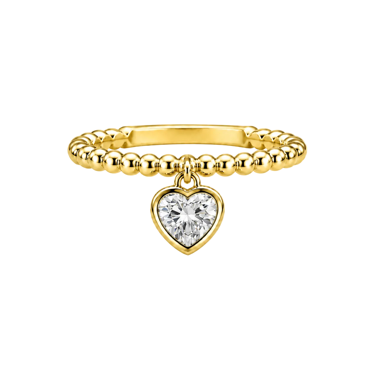 Beaded Heart Drop Ring