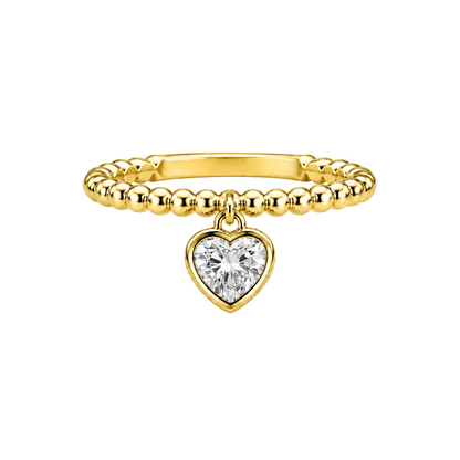 Beaded Heart Drop Ring